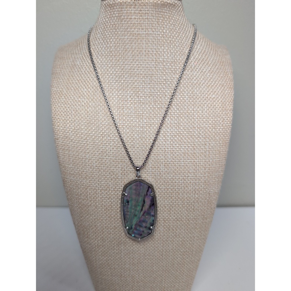 Kendra Scott Inez Long Pendant Necklace In Faux Abalone Shell / Silver
